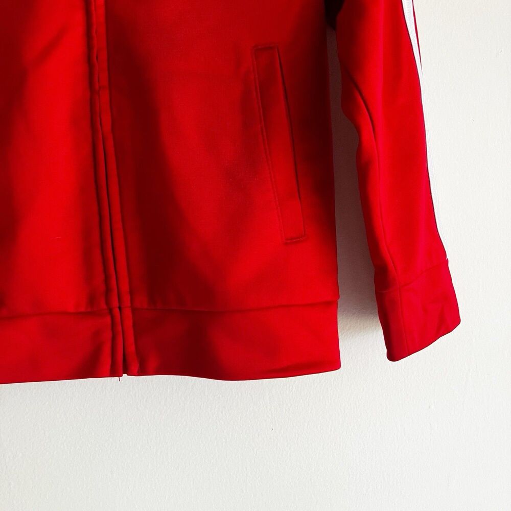 Adidas Size 3 3T Track Jacket Red Logo Striped Pockets Unisex Gender Neutral - Picture 5 of 7
